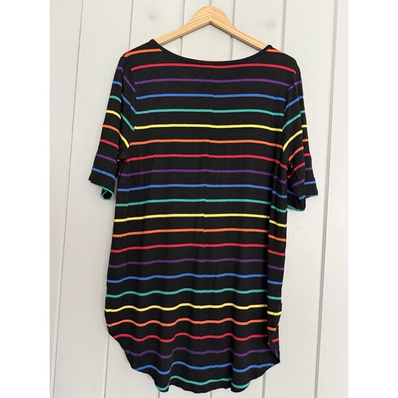 TORRID Super Soft Knits Shirt Womens 1X Rainbow Stripe Short Sleeve Tunic Top - Picture 5 of 6